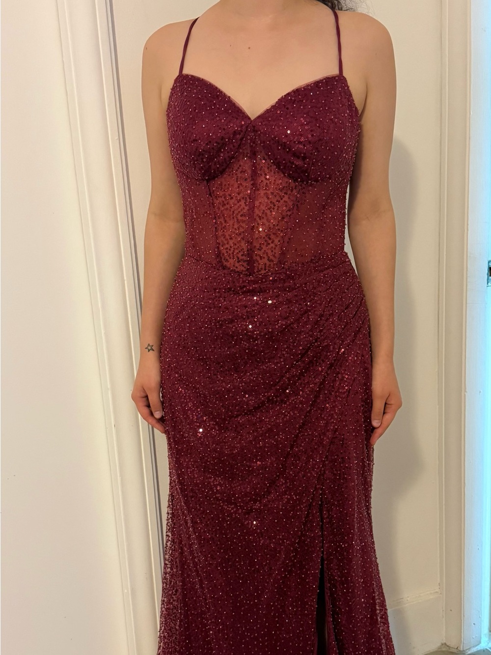Camille La Vie Burgundy Sequin Maxi Dress